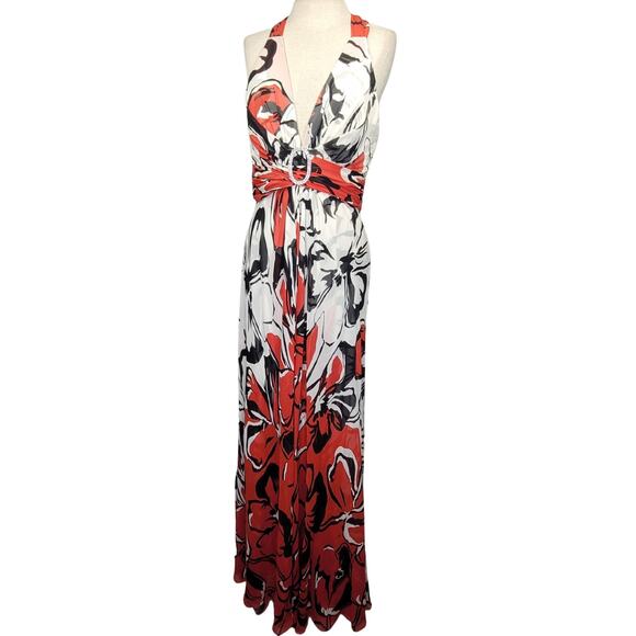 Donna Ricco Halter Neck Maxi Chiffon Dress Size 10 New with Tags - Picture 1 of 8